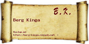 Berg Kinga névjegykártya